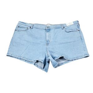 Abercrombie High Rise 4" Mom Shorts Light Wash Blue Stretch Denim Size 24 37